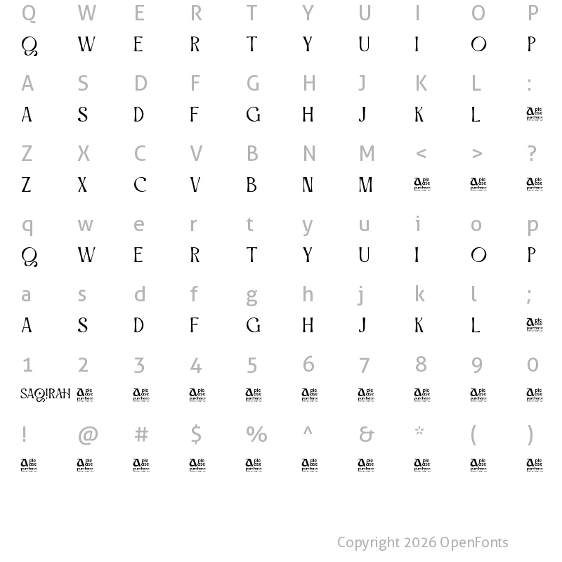 Character Map of Saqirah Regular