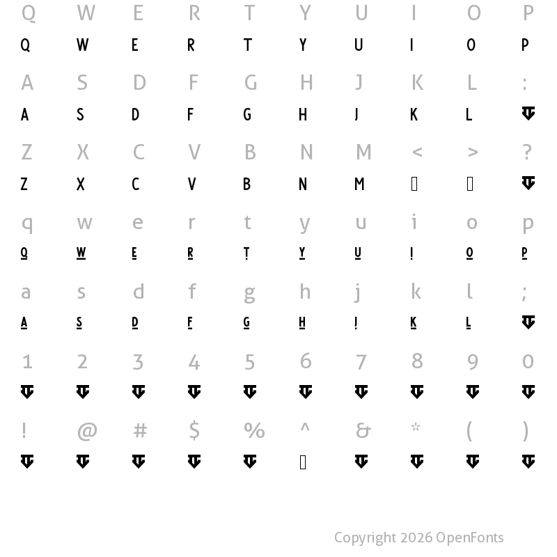 Character Map of Satisfactory Topline Regular