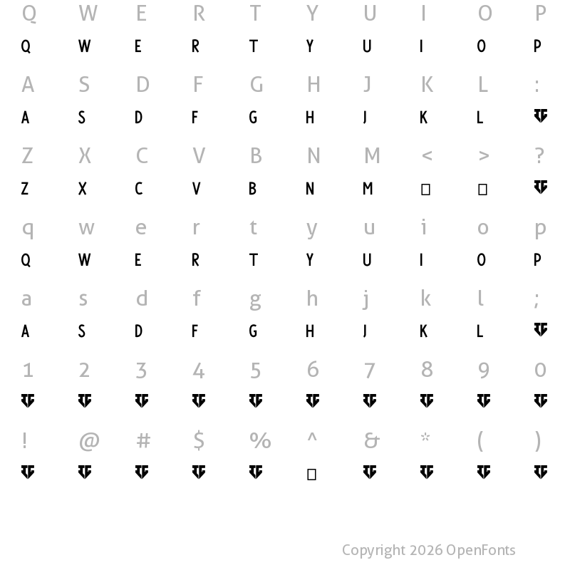 Character Map of Satisfactory Upset Regular