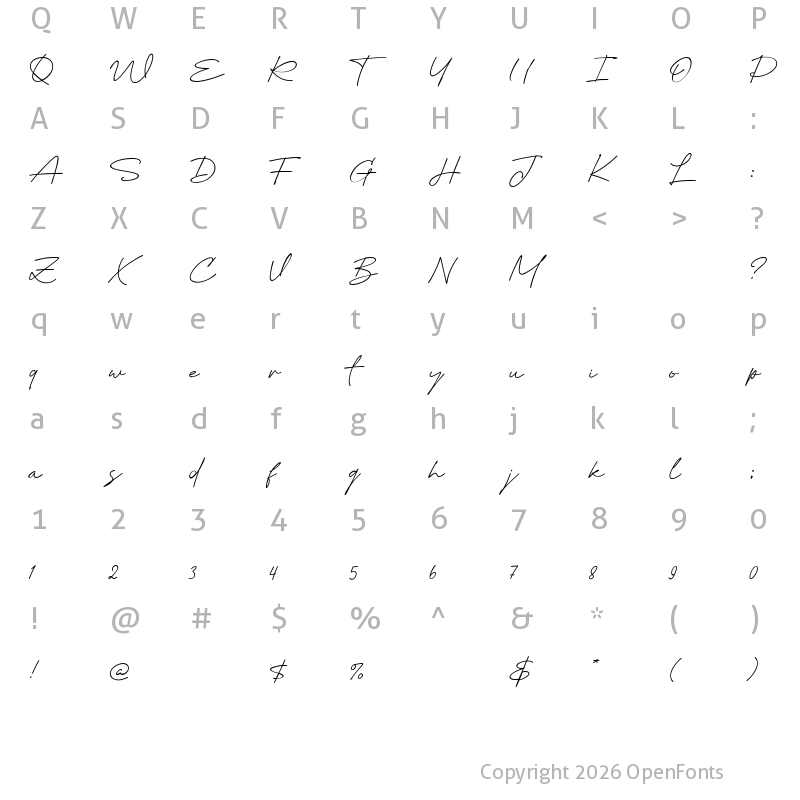 Character Map of Saturday August Regular