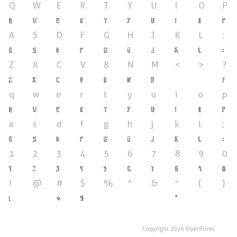 Character Map of Savia Shadow Regular Shadow