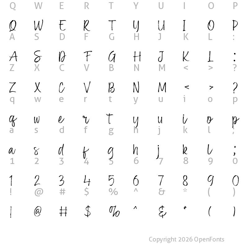 Character Map of Saylon Brush Regular