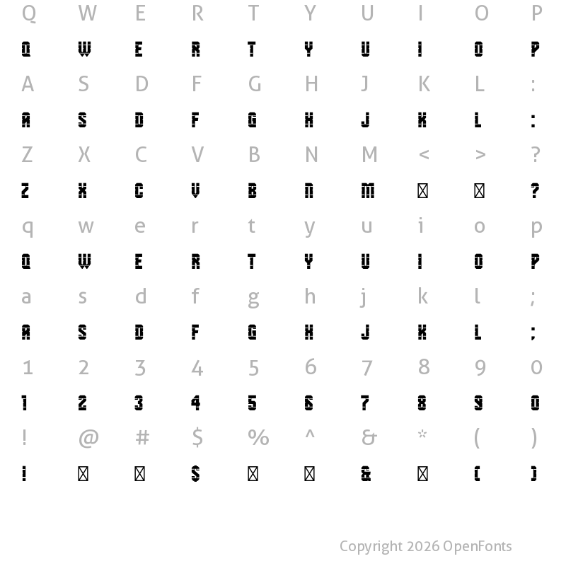Character Map of SB Revolver Regular
