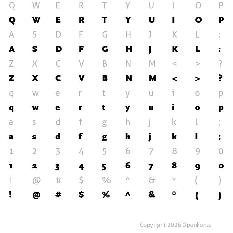 Character Map of ScalaSansW04-Black Regular