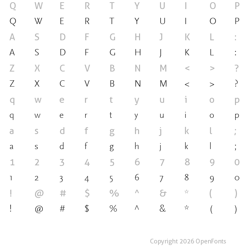 Character Map of ScalaSansW04-Light Regular