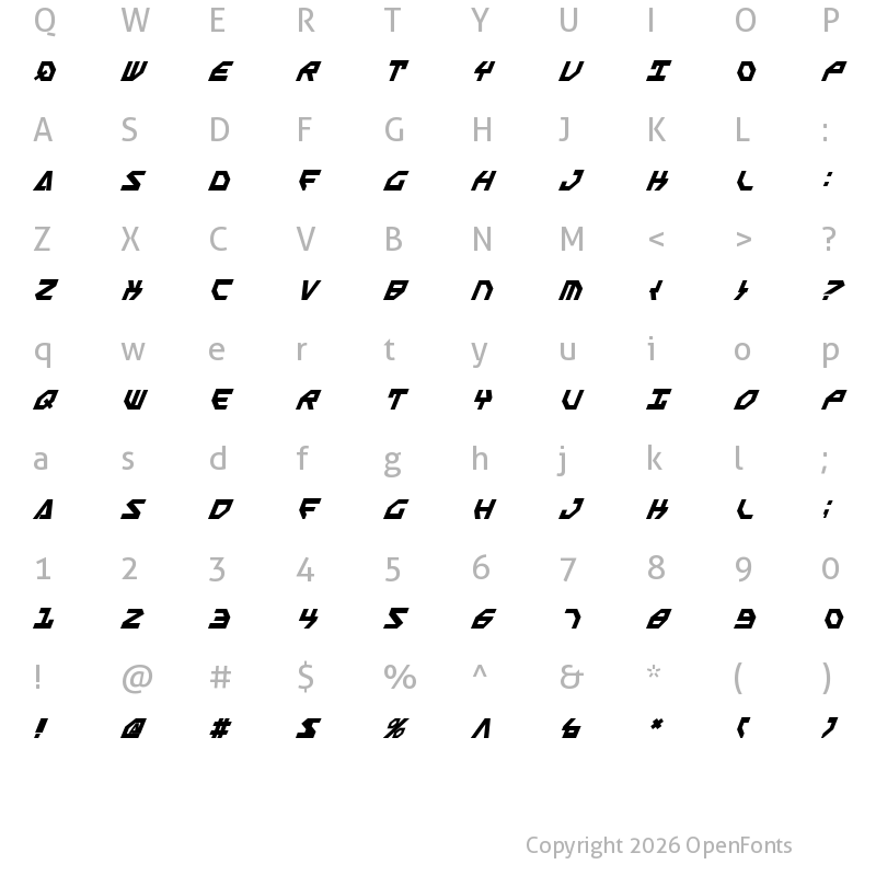 Character Map of Scarab Script Bold Italic Bold Italic