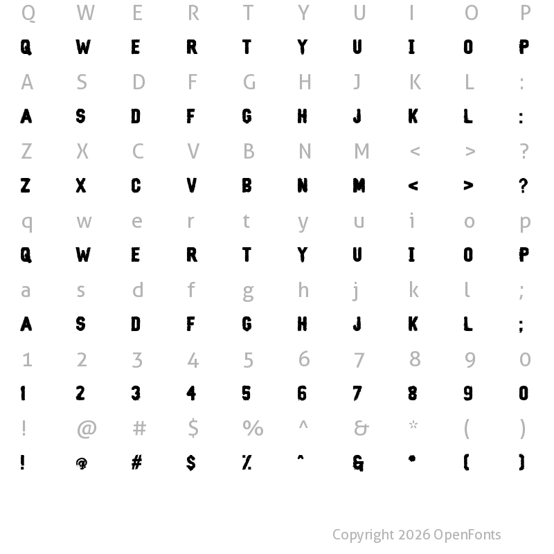 Character Map of Scare Taker Regular
