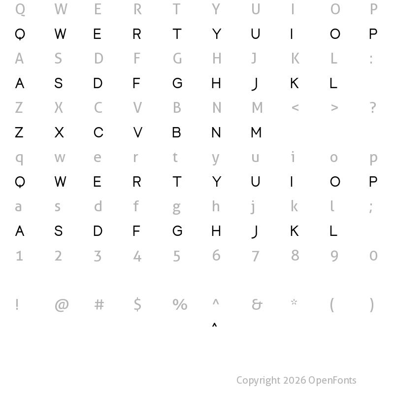 Character Map of Scarleft Regular