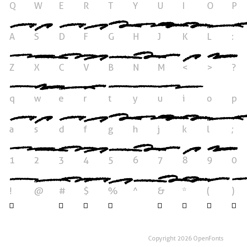 Character Map of Scary Sign Swash Regular