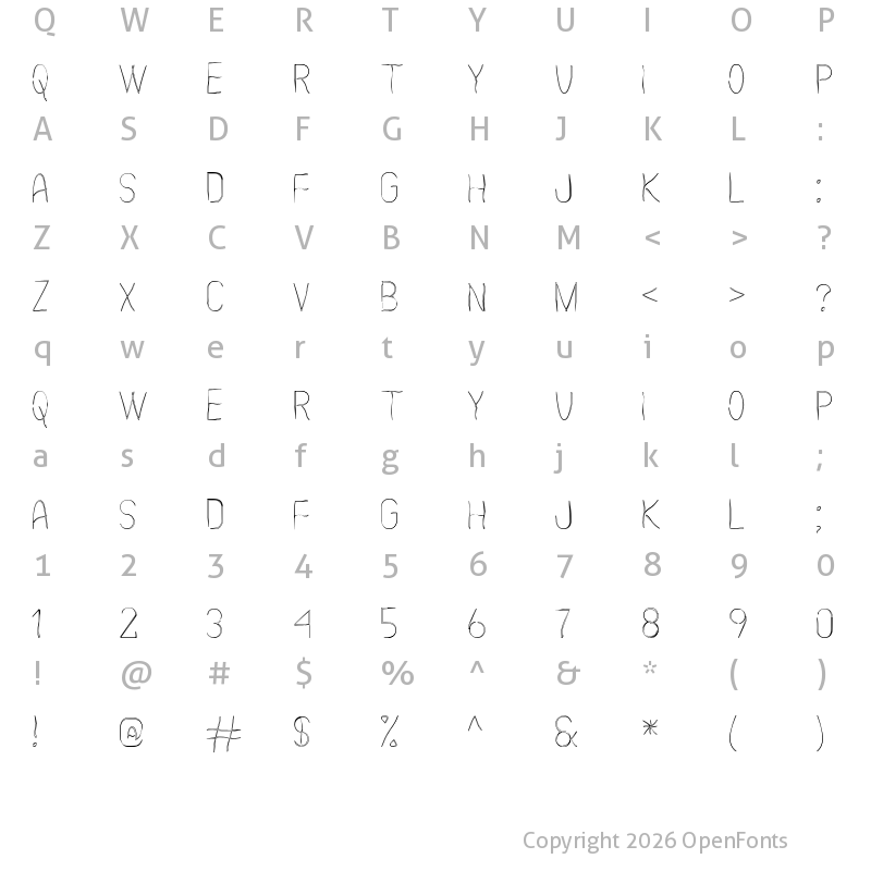 Character Map of Scarythin St Regular