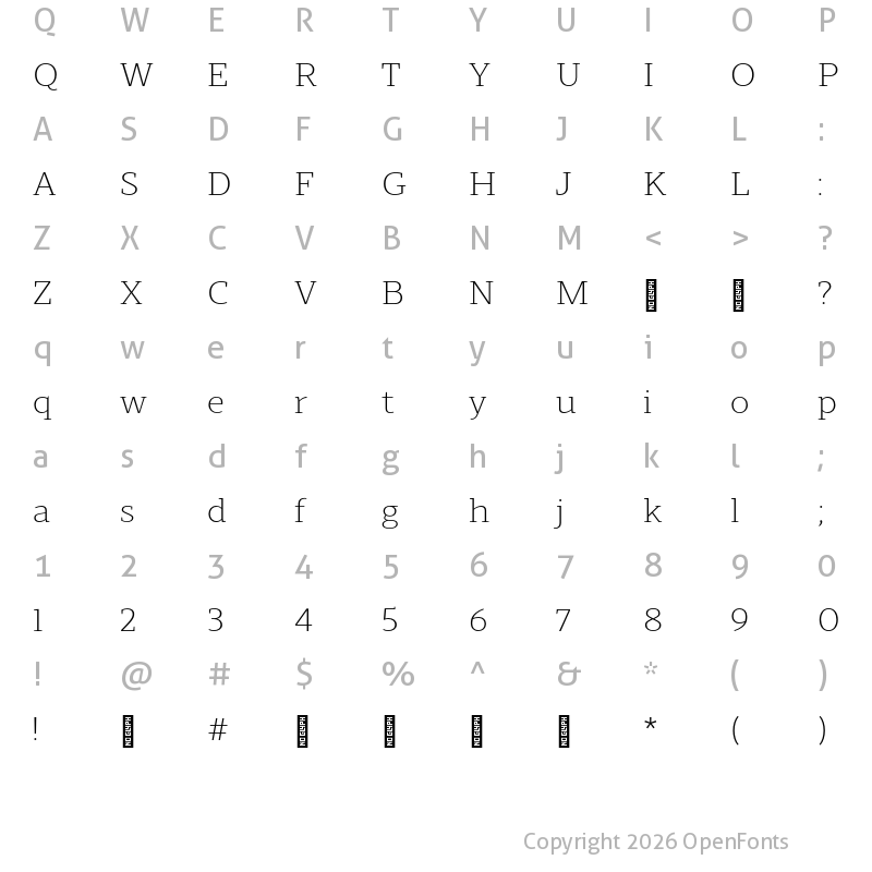Character Map of Scharf Light
