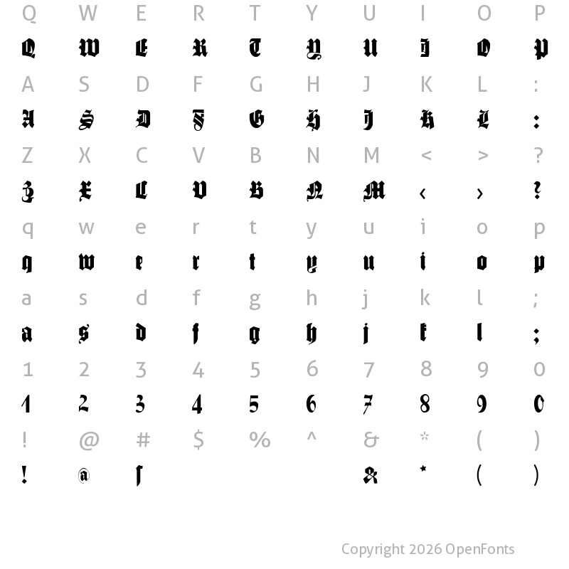Character Map of SchmaleGotischMK Regular