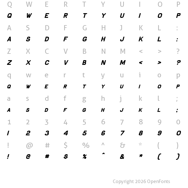 Character Map of Schnaubelt Bold Italic
