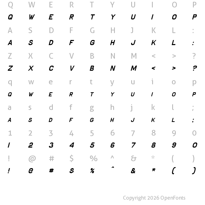 Character Map of Schnaubelt Italic