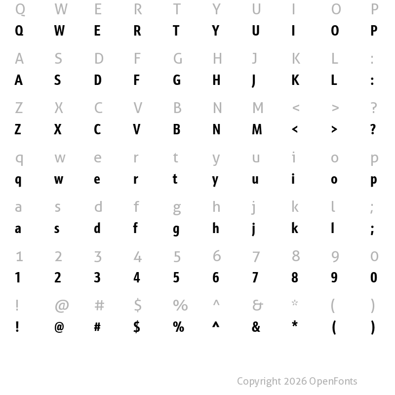 Character Map of Schnebel Sans Pro Comp Bold