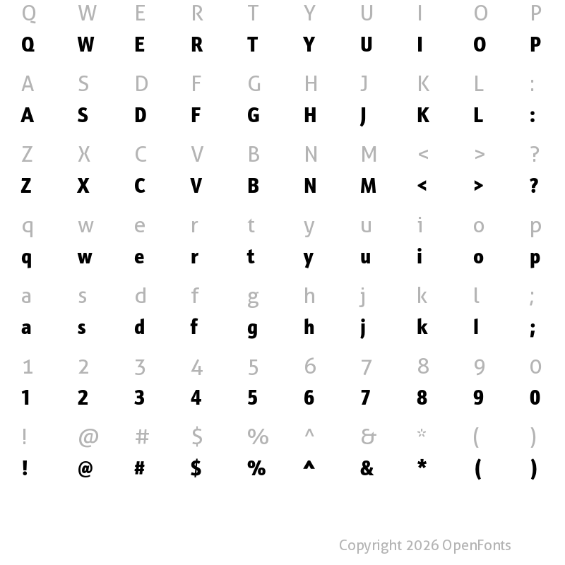 Character Map of Schnebel Sans Pro Cond Black