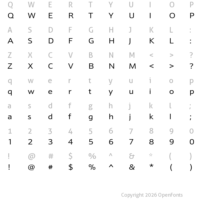 Character Map of Schnebel Sans Pro Expand Regular