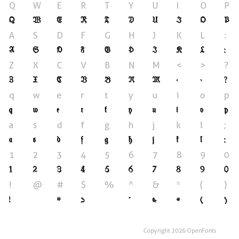 Character Map of Schneider Buch Deutsch Shadow Two Regular