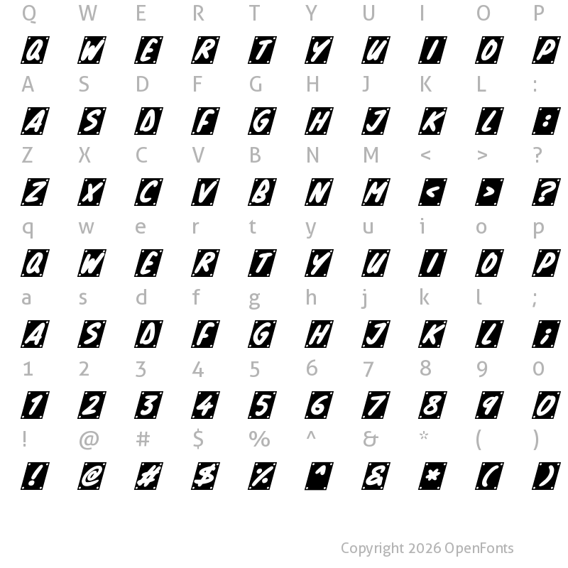 Character Map of School Play Italic