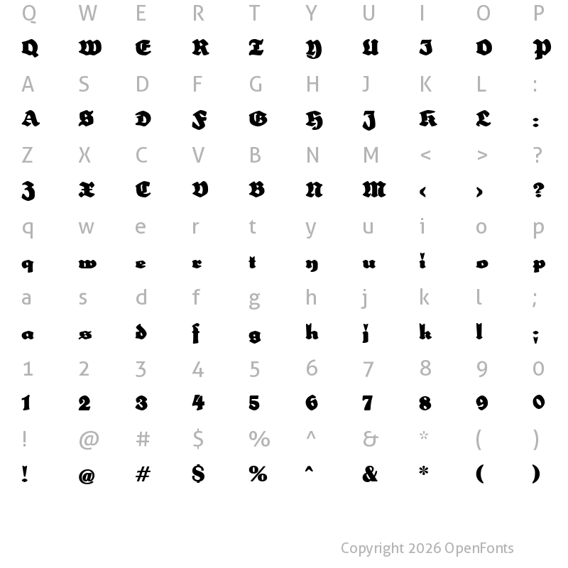 Character Map of Schulze Werbekraft Regular
