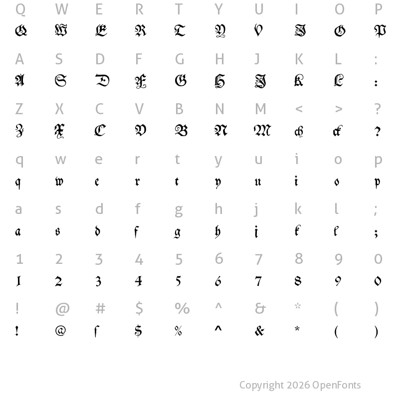 Character Map of Schwabacher Regular