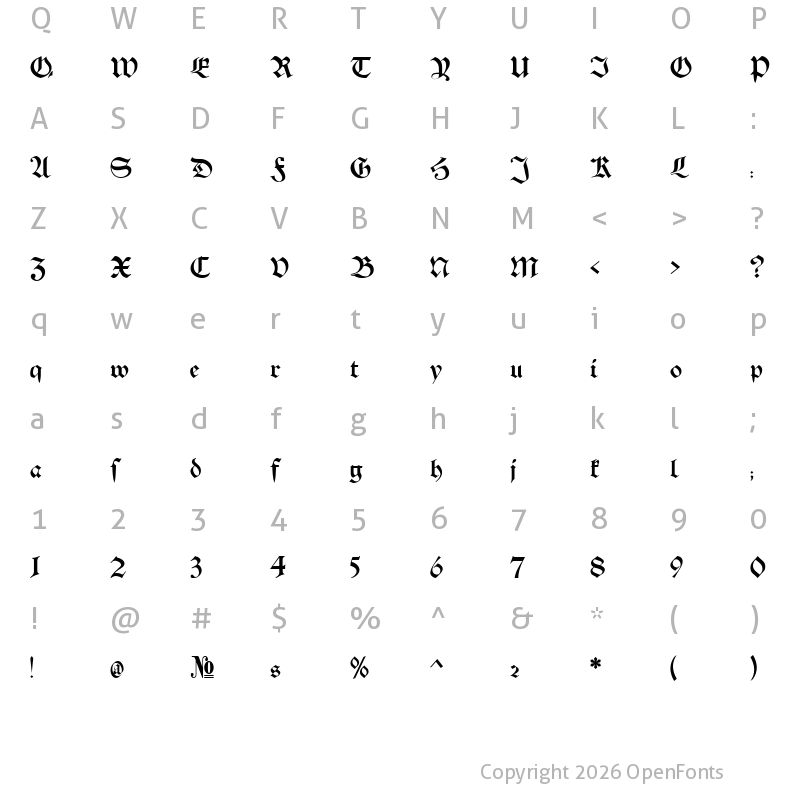 Character Map of Schwaben Alt Bold
