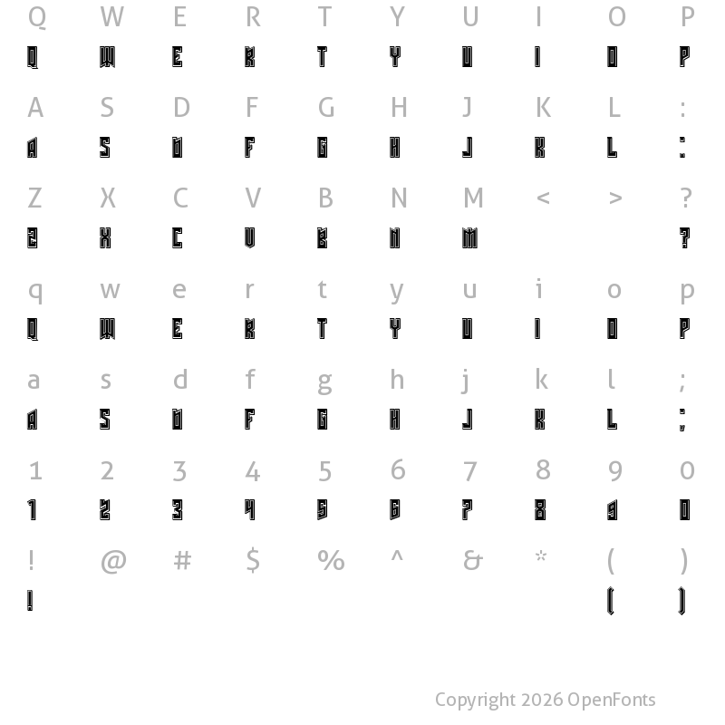 Character Map of Schwachsinn 3D Filled Regular