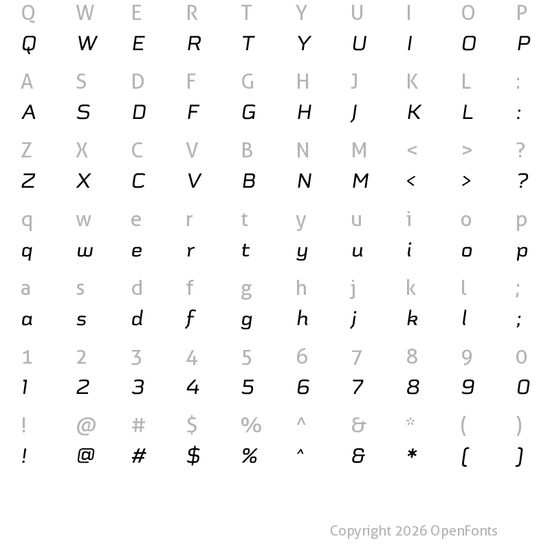Character Map of Schwager Sans Medium It