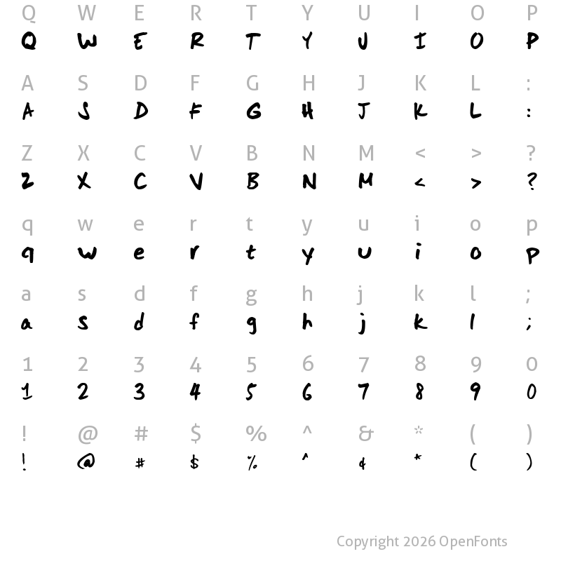 Character Map of Scoder Hand Regular