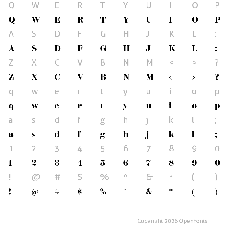 Character Map of Scotch Deck Bold