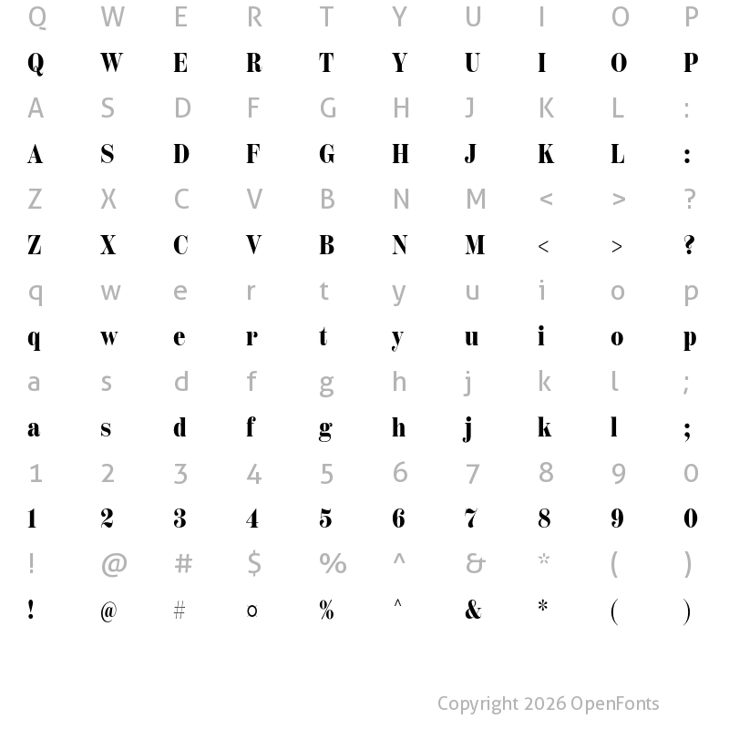 Character Map of Scotch Deck Compressed ExtraBold