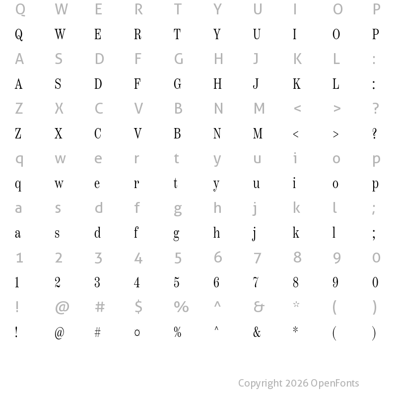 Character Map of Scotch Deck Compressed Light