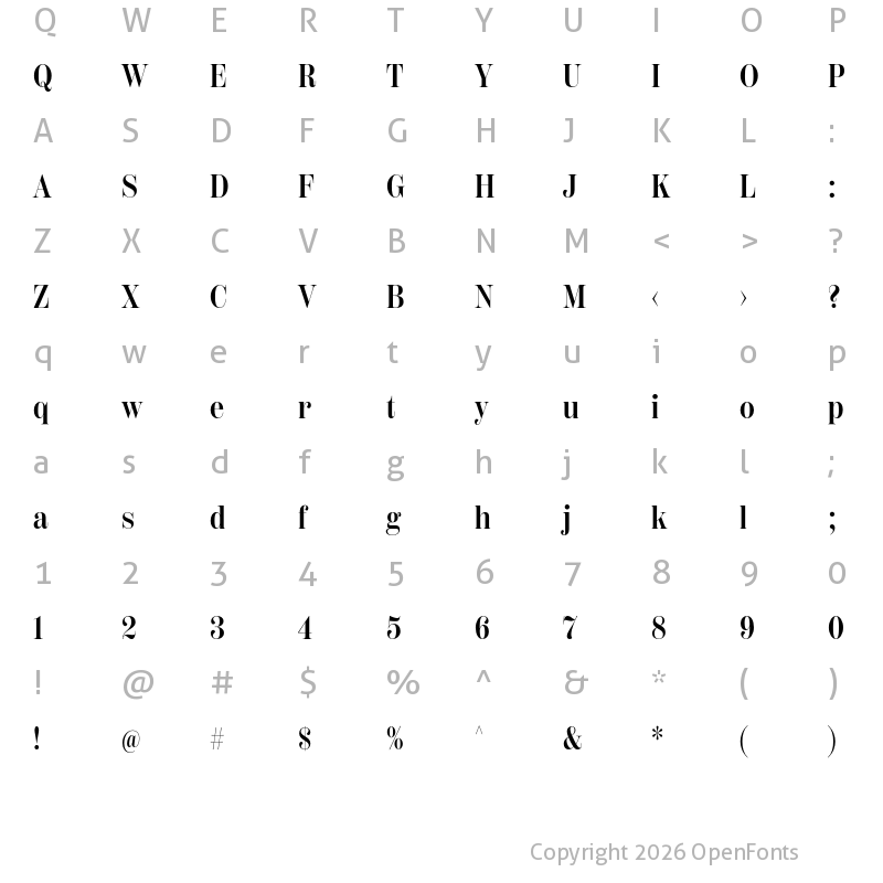 Character Map of Scotch Display Compressed SemiBold