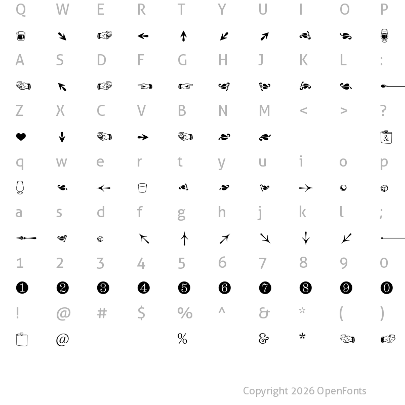 Character Map of Scotch Display Cond Dingbats