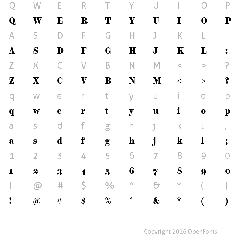 Character Map of Scotch Text Condensed Black