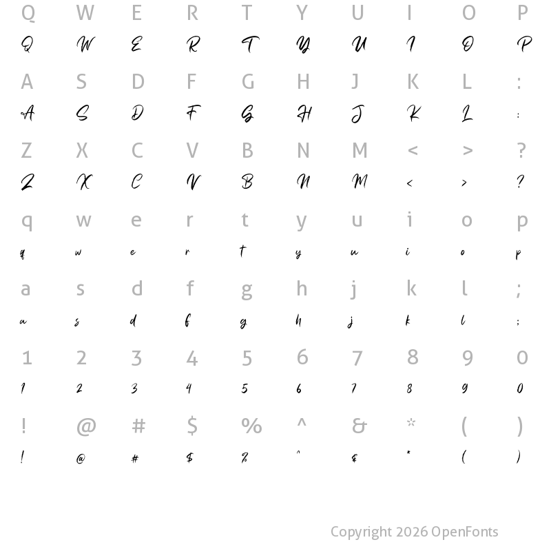 Character Map of Scotties Regular