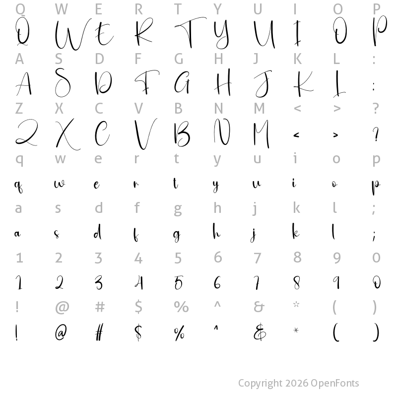 Character Map of Scrapbook Regular