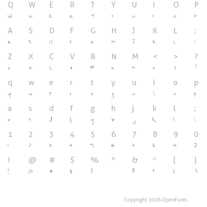 Character Map of Scratch Kit Regular