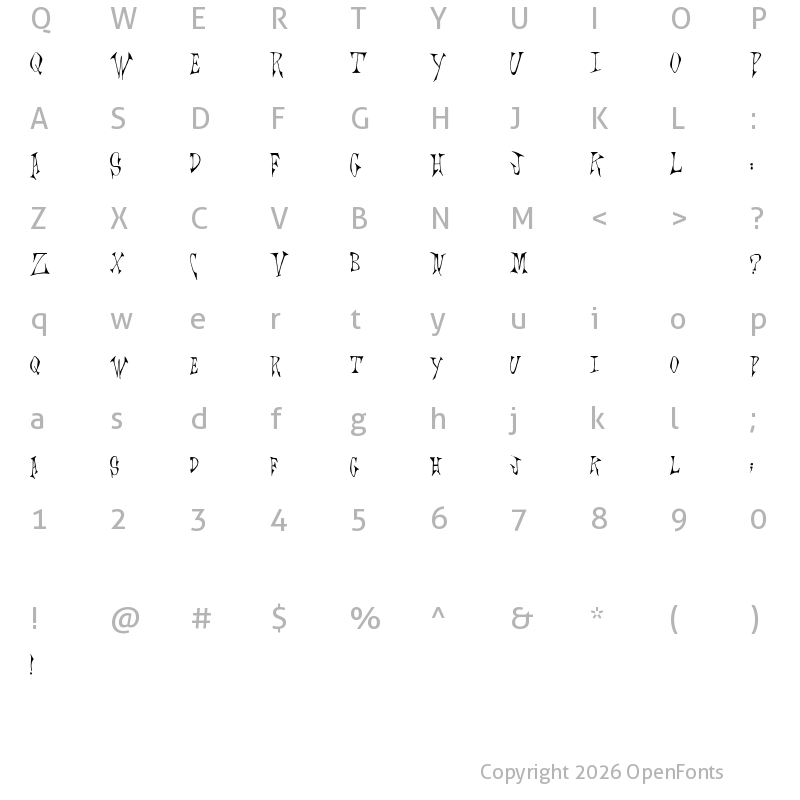 Character Map of Scrawlings Regular