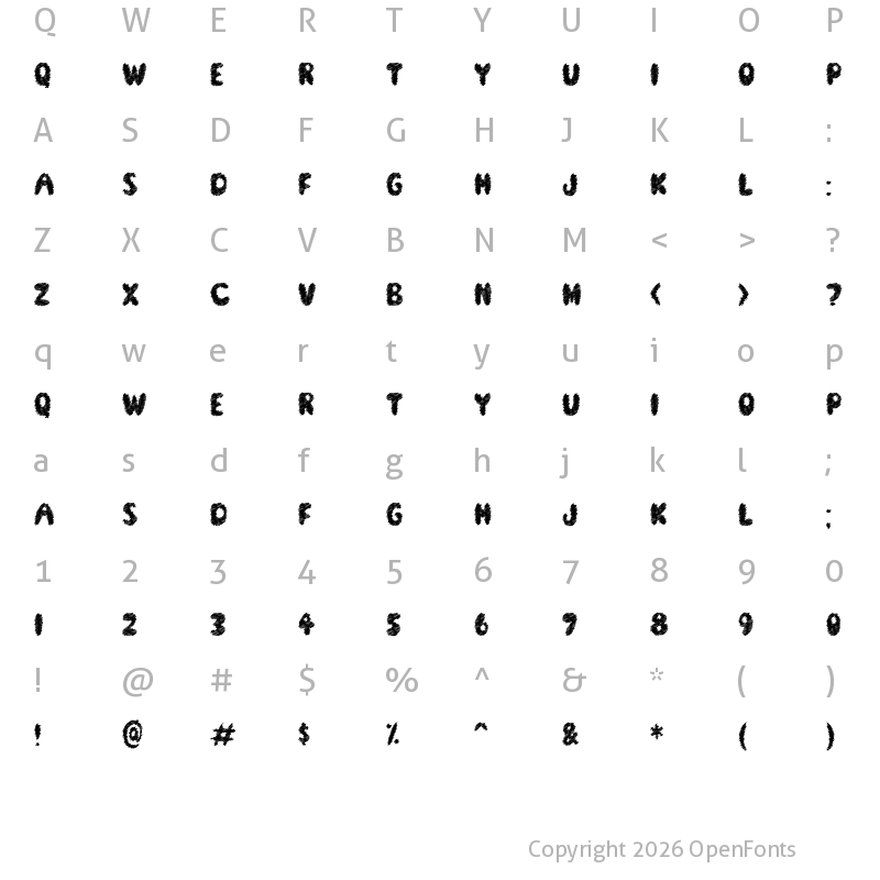 Character Map of Screamer Regular