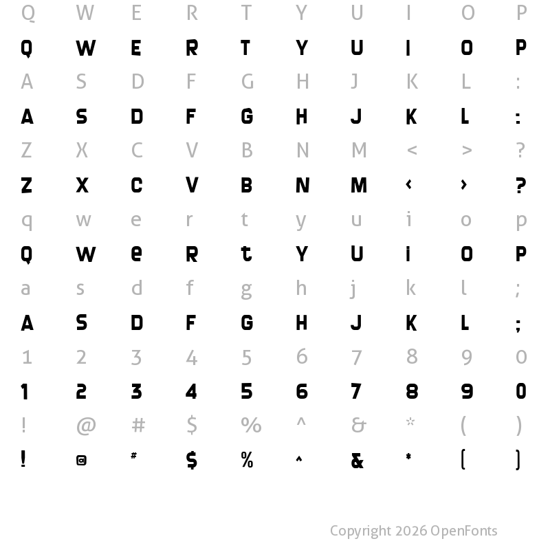 Character Map of Screengem Regular