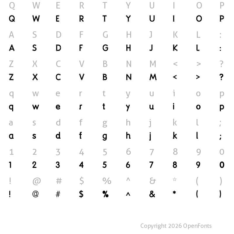 Character Map of screwround Bold