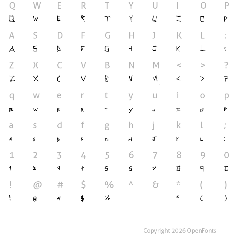 Character Map of Scribble Medium
