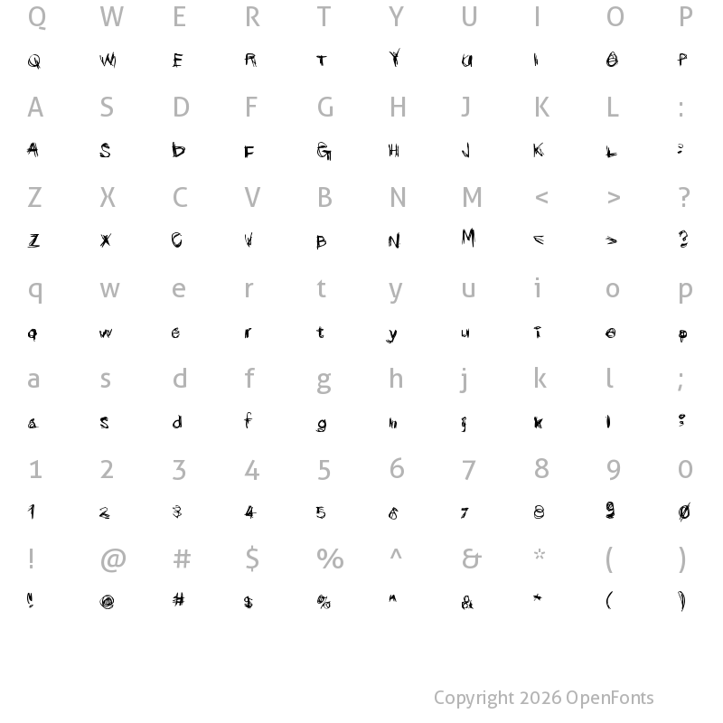 Character Map of Scribblicious Regular