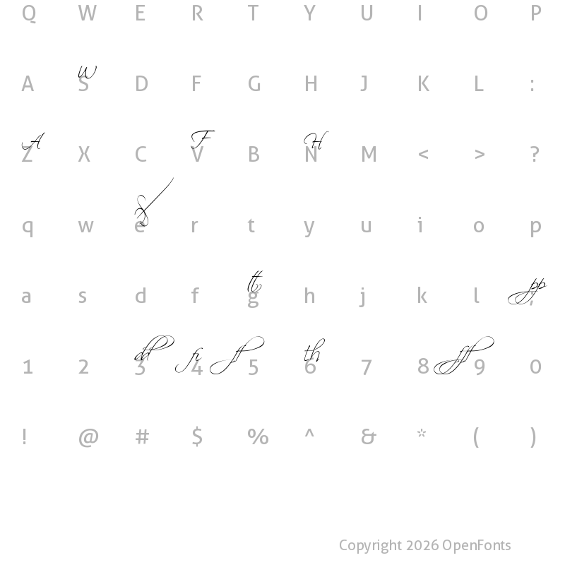 Character Map of Scriptina - Alternates Regular