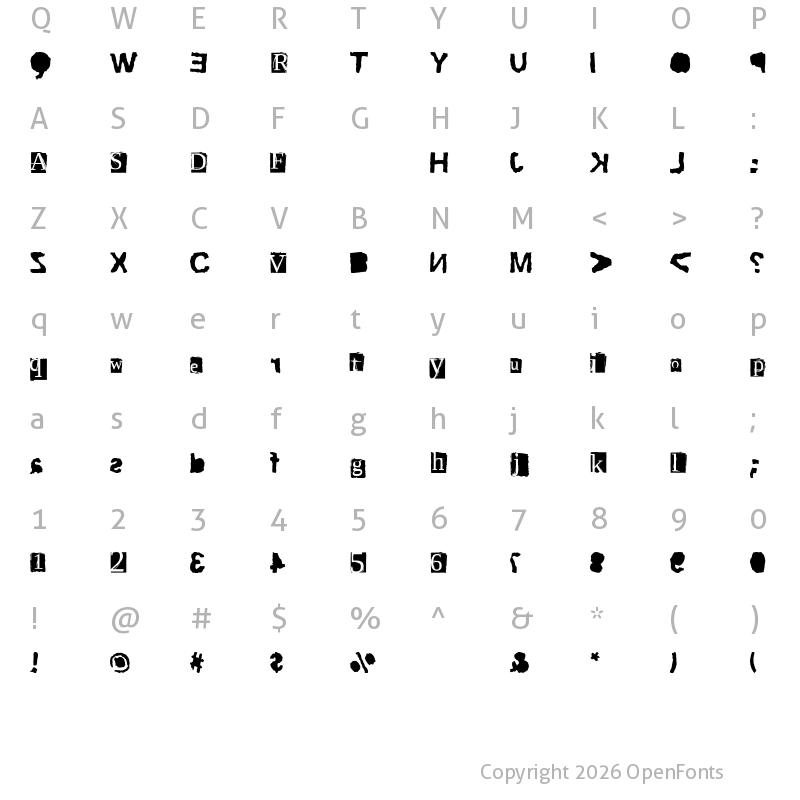 Character Map of ScriptSERIF ripTRASH