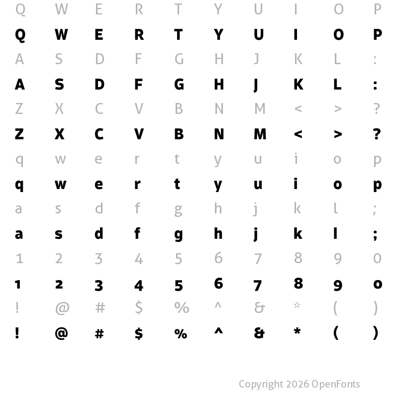 Character Map of Scuba W05 ExtraBold