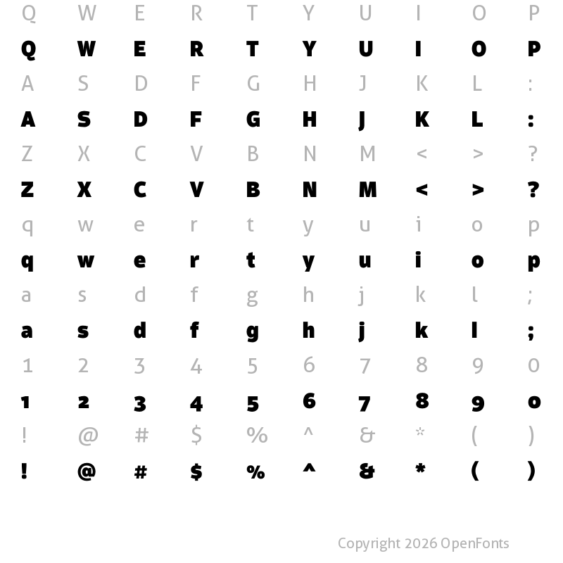 Character Map of ScubaW05-Black Regular