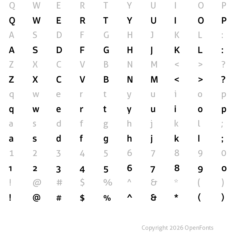 Character Map of ScubaW05-Medium Regular