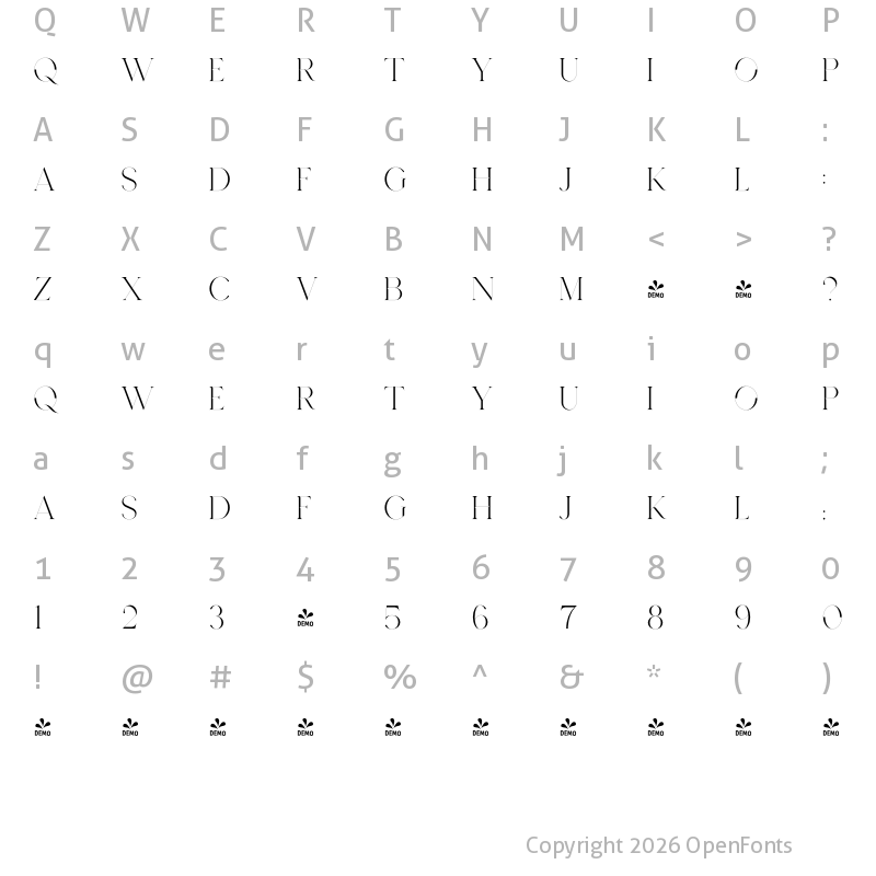 Character Map of Seafont Regular 1